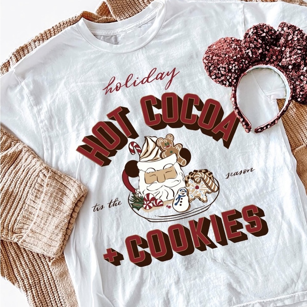 Holiday Hot Cocoa + Cookies Santa Disney Christmas Inspired Crewneck Shirt